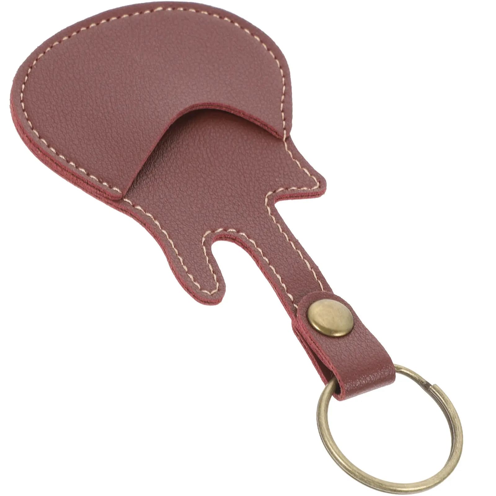 Guitar Pick Holder Case Portable PU Leather Storage Pouch Keychain for Acoustic Electric Guitar