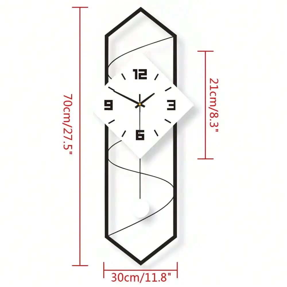 Wall clock Modern pendulum wall clock with silent metal movement + solid wood