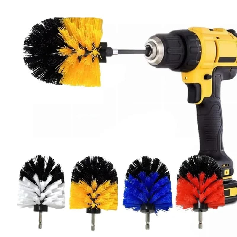 Spazzola per trapano elettrico da 3,5 pollici Spazzola per trapano Spazzola per pulizia rotonda in plastica per tappeti in vetro Pneumatici per auto Spazzole in nylon Pulizia auto