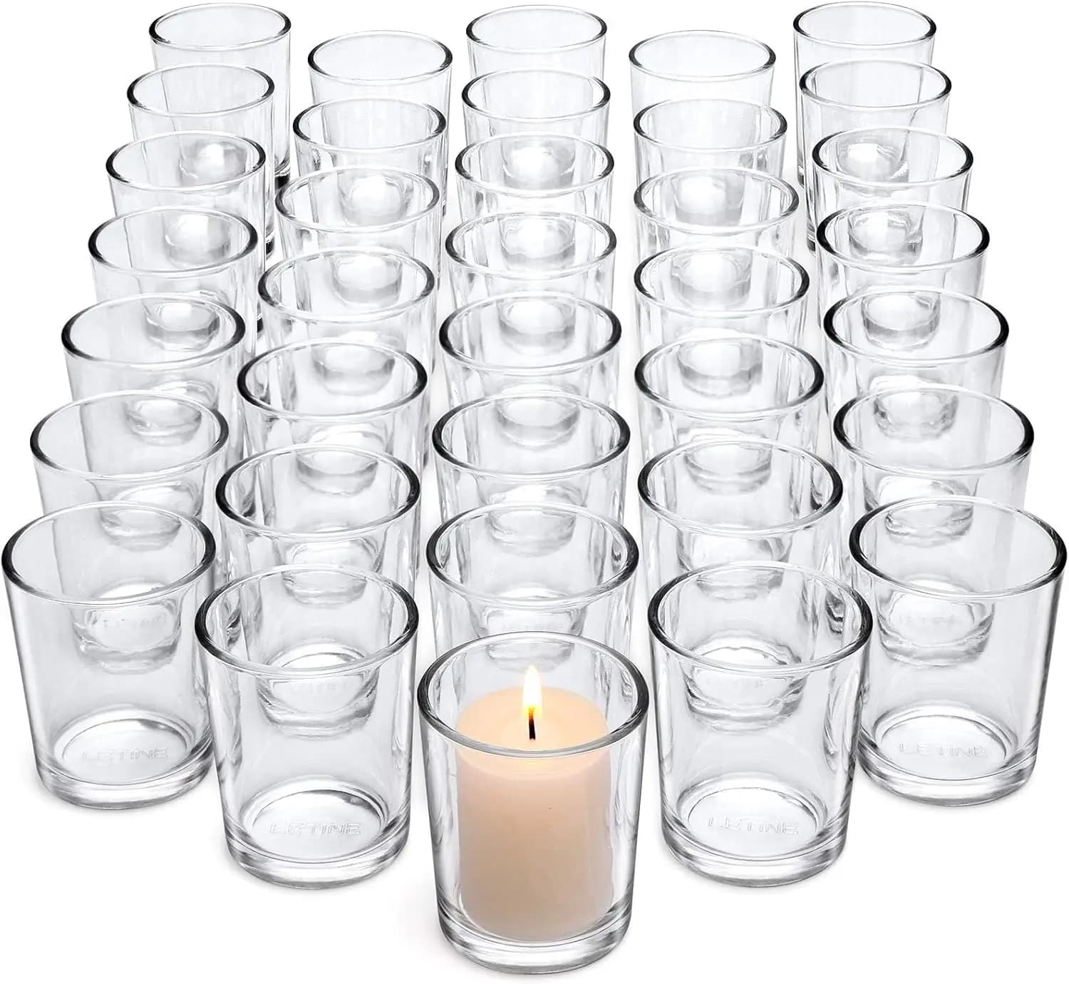 Set of 36 Transparent Glass Candle Holder for Wedding Centerpieces, Home Decorations, Christmas and Spring Party
