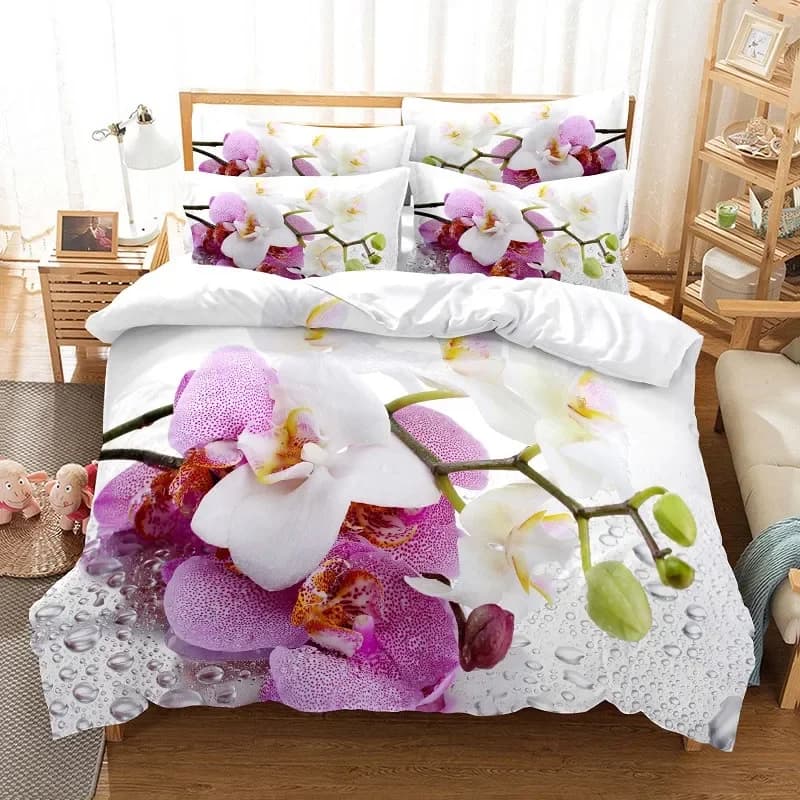 Set of bed linen with flowers Set duvet Bed linen 3D Bed linen with digital print Bed linen Set queen size bed linen