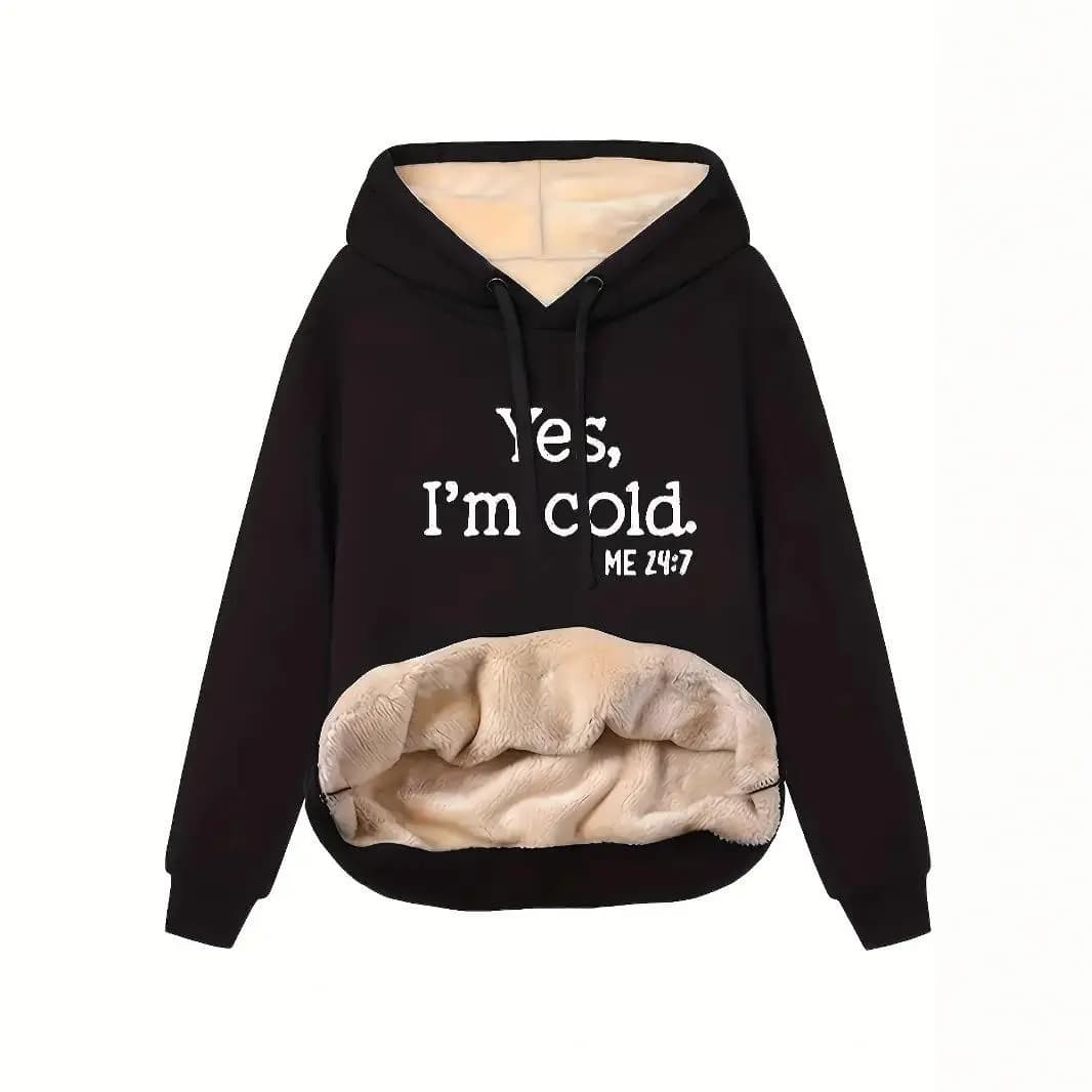 Women's Warm Hooded Sweatshirt Jacket Top with Pocket Fashionable Printed Design Regular Sleeve Winter Outfit Casual Wear