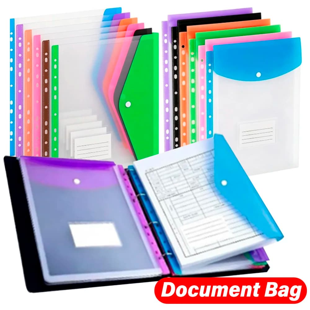 1-5Pcs A4 Binder Pocket Transparent File Bag with Record Labe Document Bag Plastic Envelopes Expand Binder Folders Stereoscopic