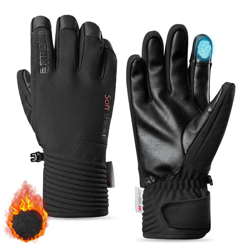 Guanti da ciclismo per uomo donna Guanti da ciclismo invernali in pile caldo per equitazione Guanti da bicicletta Accessori touchscreen impermeabili