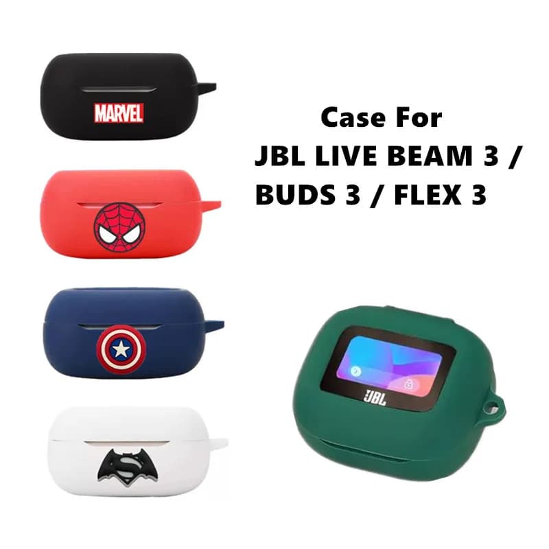 Beast Kingdom Marvel headset for JBL Live Beam 3 Silicone wireless earphone case for JBL Live Flex 3/Buds 3 with hook