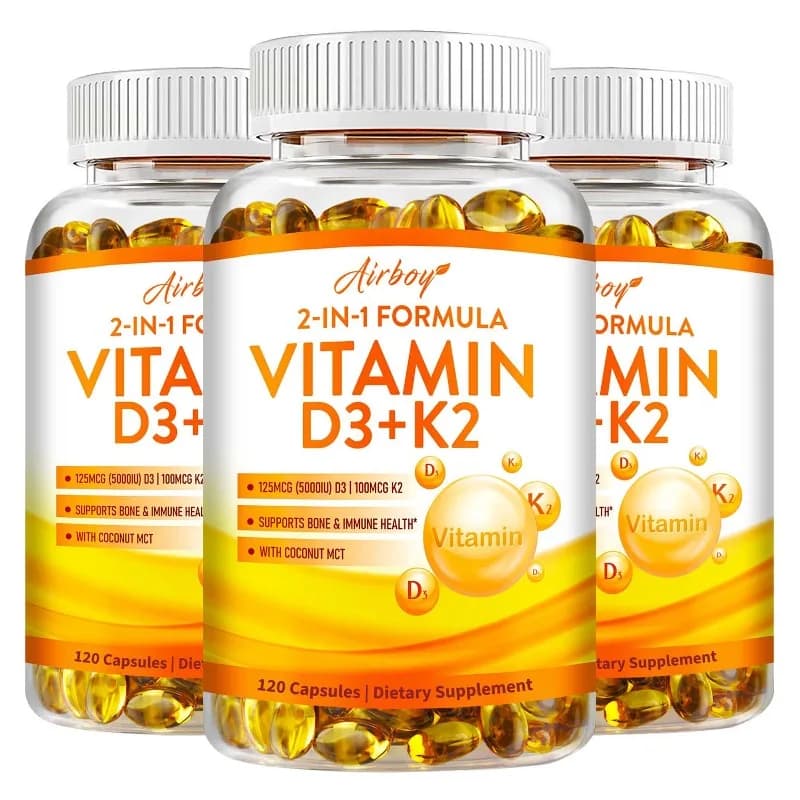 Vitamin D3 + K2 Capsules - Supports heart, bone and dental health, improves digestion and absorption and improves immunity