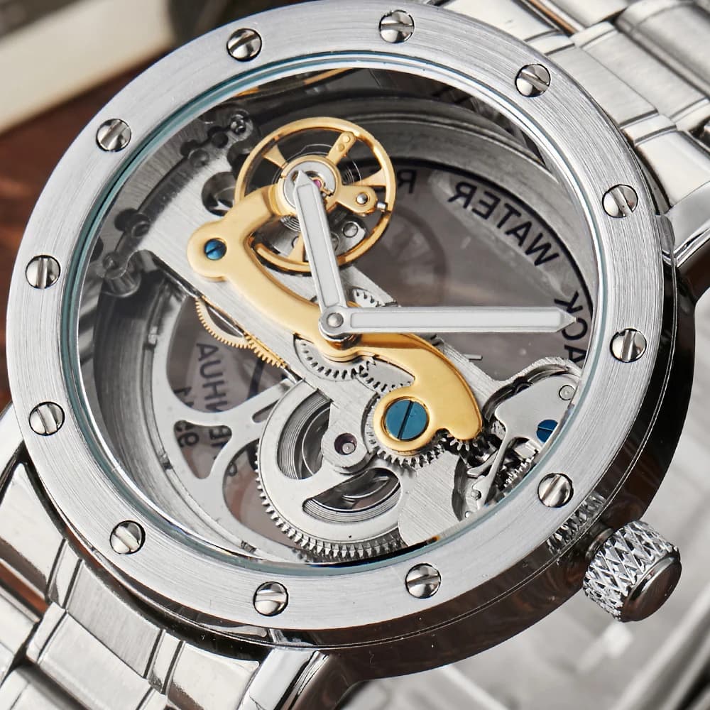 Orologi meccanici automatici orologio da polso impermeabile da uomo per uomo orologio da uomo scheletro di lusso orologio da uomo in acciaio inossidabile con vento automatico
