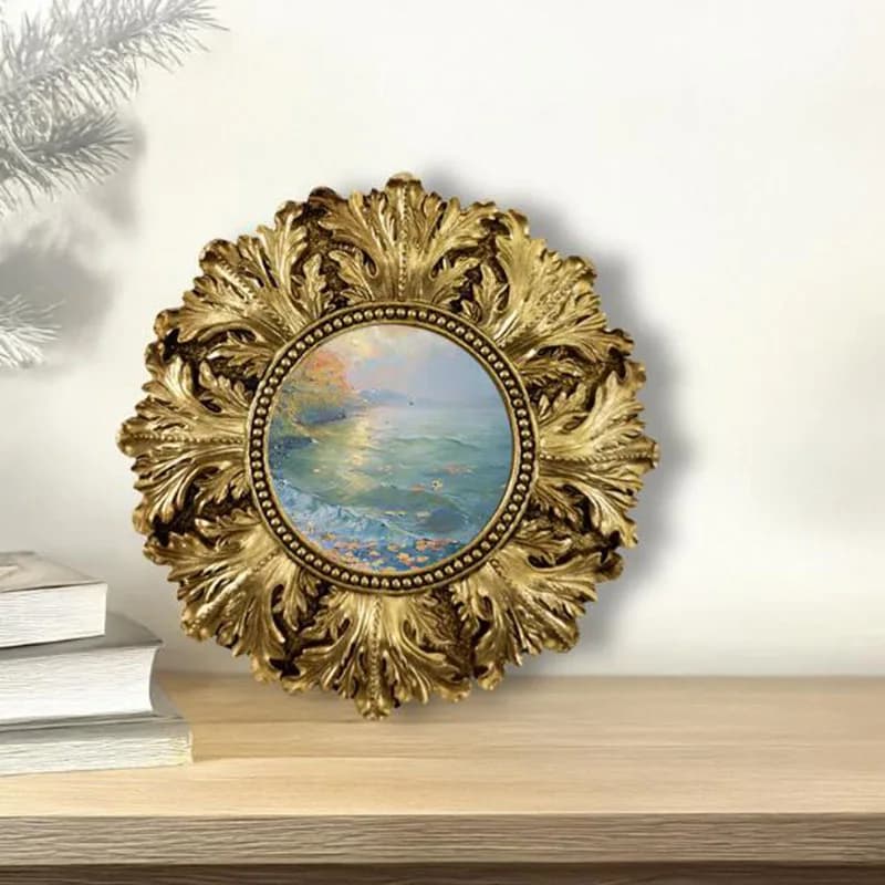For European Style Resin Floral Grain Round Photo Frame Room Desktop Ornaments Picture Frame Photo Display Holder Home Decor