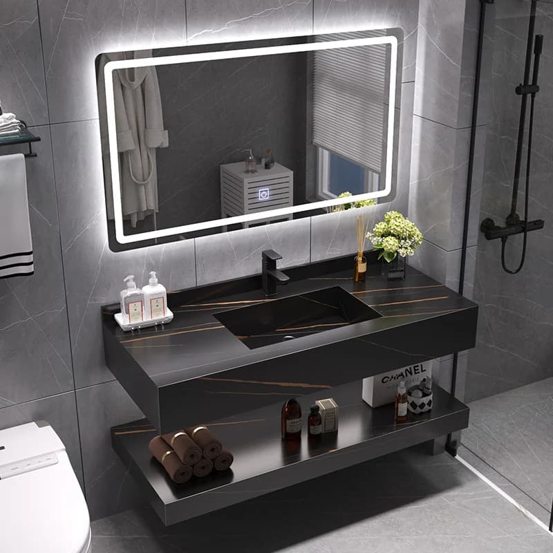 Mobile Bagno Moderno con Lavabo Singolo e Specchio Intelligente