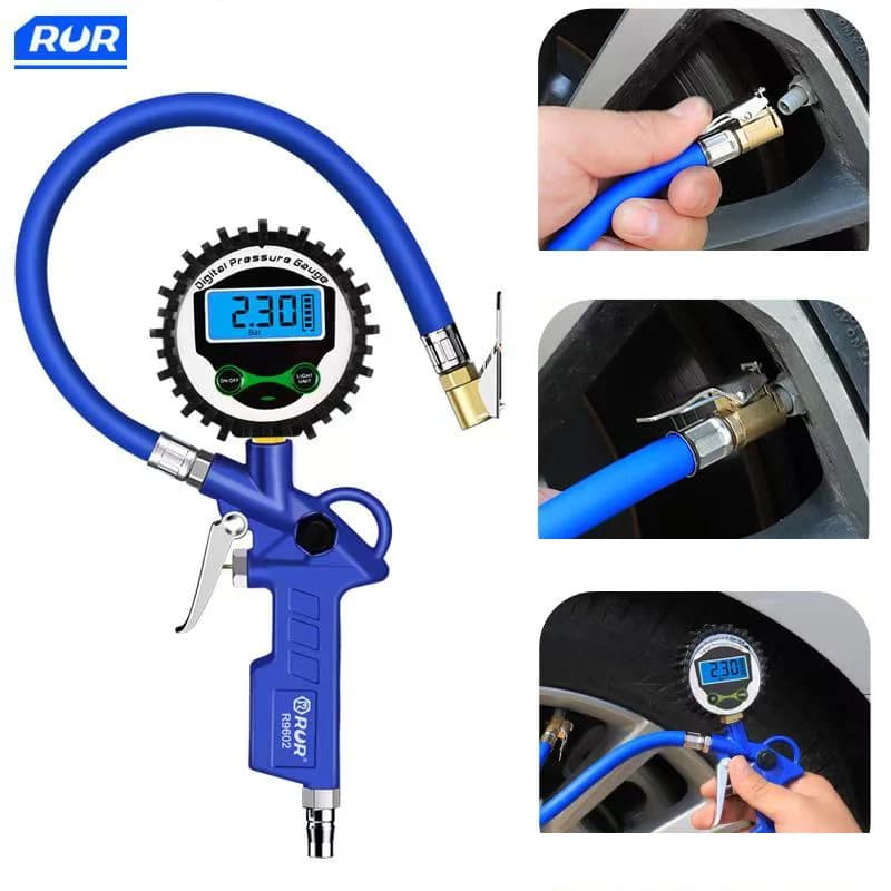 Car Tyre Air Pressure Gauge Tire Inflator Tire Pressure Pneumatic Tool Gauge Compressor Pressure Gauge 0-220psi LCD Display