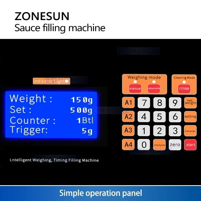 Macchina Riempitrice ZONESUN ZS-SCF1 per Salse e Paste, per Burro di Arachidi e Paste Dense in Bottiglia