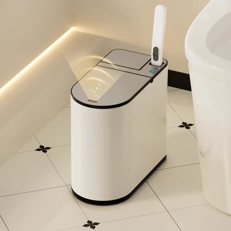 Intelligent induction trash can household toilet brush integrated automatic stainless steel narrow slit