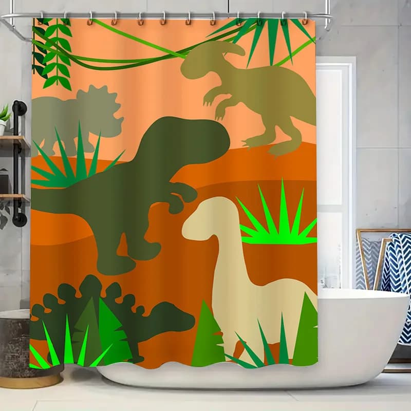 Tenda da doccia con stampa animalier Design di pecora dinosauro per l'arredamento del bagno Tessuto impermeabile 69x72 pollici Accessori per la decorazione della casa