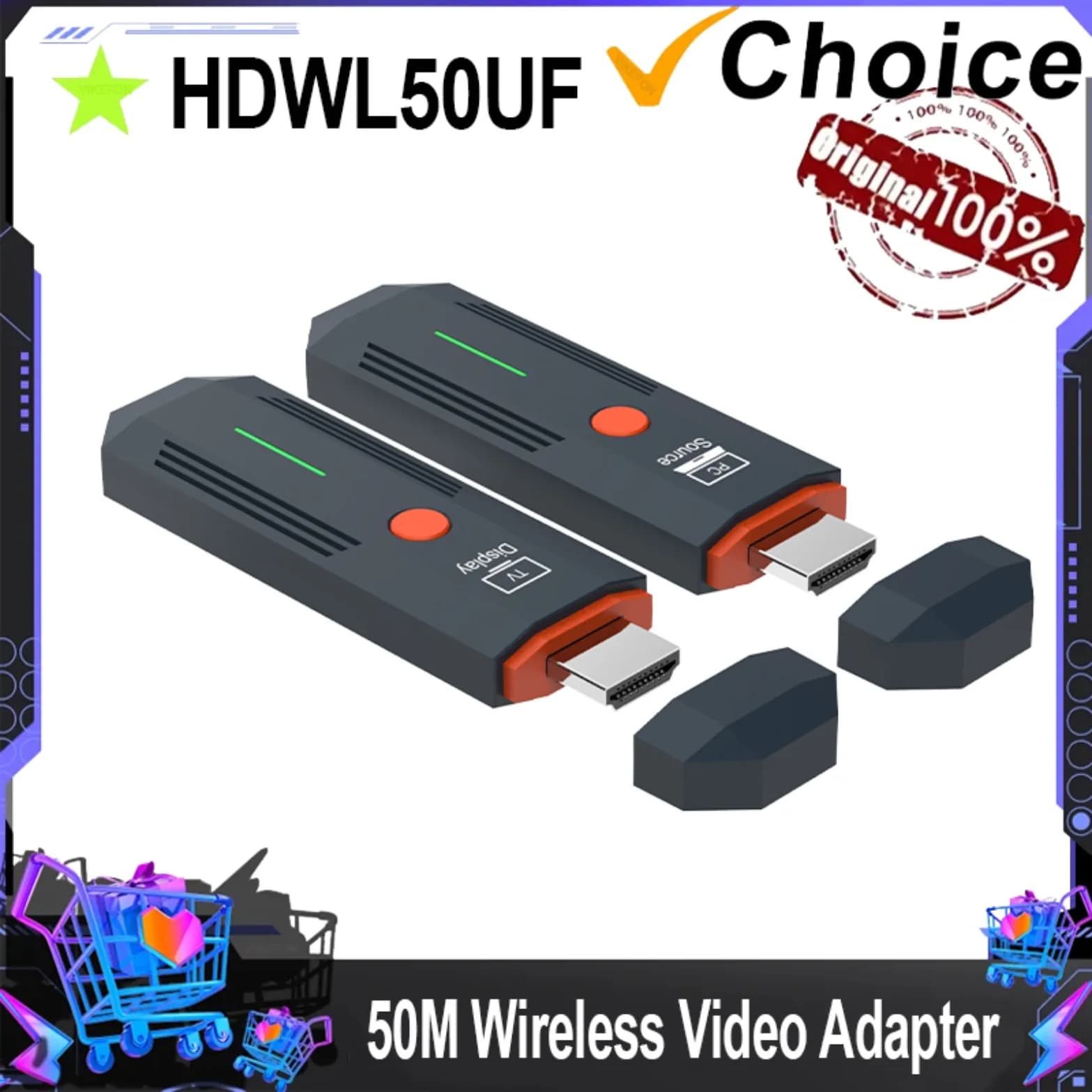 1080P 50M Wireless HDMI-Compatible Video Transmitter Audio Receiver Extender Display Adapter Dongle For TV Box Monitor Projector