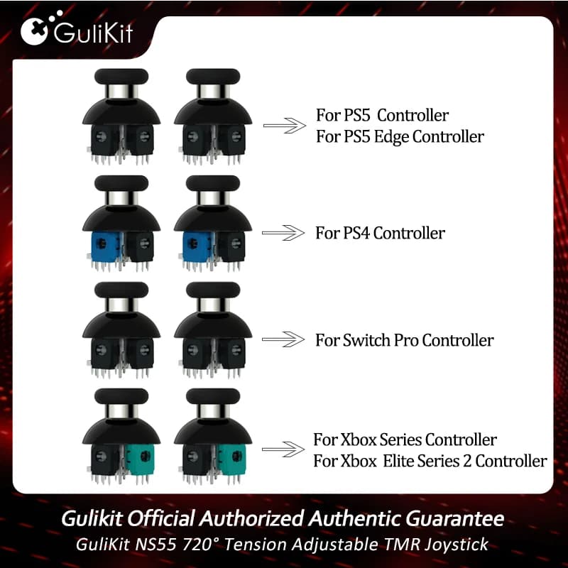 Gulikit NS55 720 ° Joystick TMR regolabile a tensione per Switch Pro PS4 PS5 Edge Accessori di ricambio per controller serie Xbox