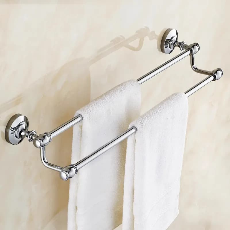 Accessorio da bagno con portasciugamani doppio portasciugamani da bagno in ottone cromato lucido montato a parete