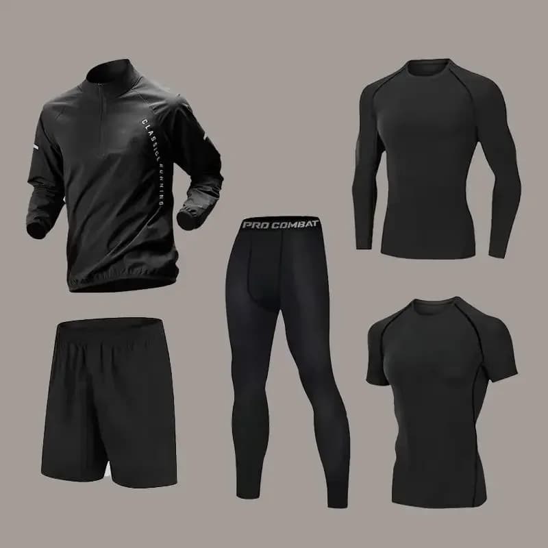 Autumn Men Zipper Long Sleeve Quick Dry Sports Training Suit Gym Running Cycling Track Wear