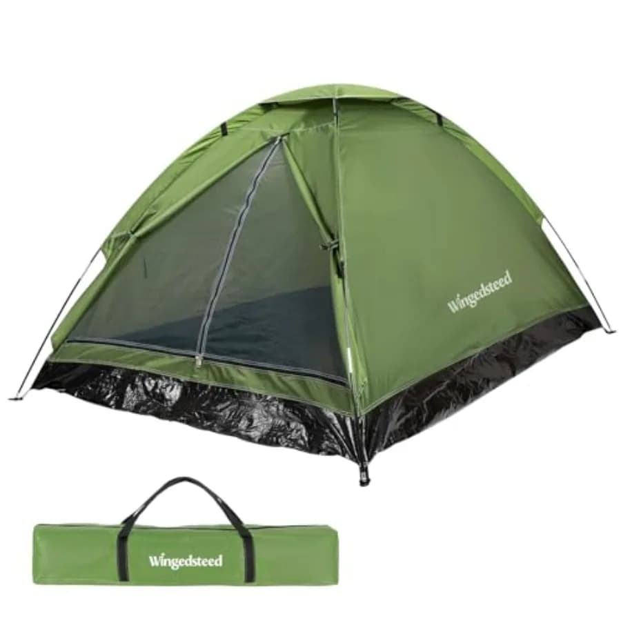 Tenda da Campeggio Wingedsteed per 2 Persone, Impermeabile, Portatile, a Cupola, per Escursionismo e Backpacking, Facile da Montare con Telo Antipioggia e Borsa per il Trasporto