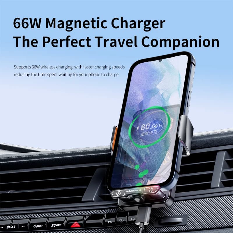 15W Auto Sensor Wireless Car Charger Mount RGB Carbon Fiber Phone Holder Fast Charge for All Smartphones Car Air Vent Dashboard