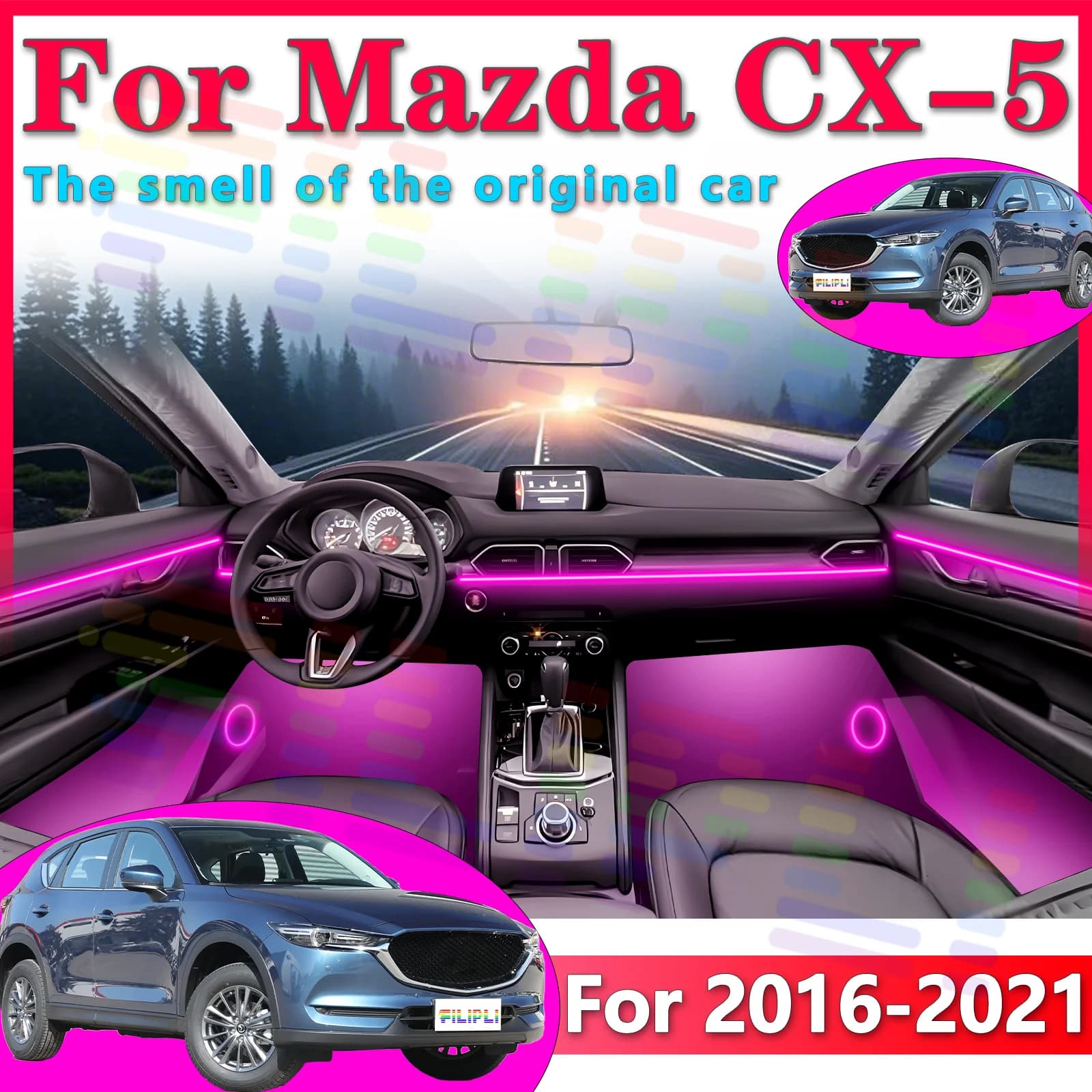Per Mazda CX-5 KE/KF 2016 2017 2018-2021 Lusso Montaggio Invisibile Acrilico LED Auto Interni Strisce Ambiente RGB APP-controllato