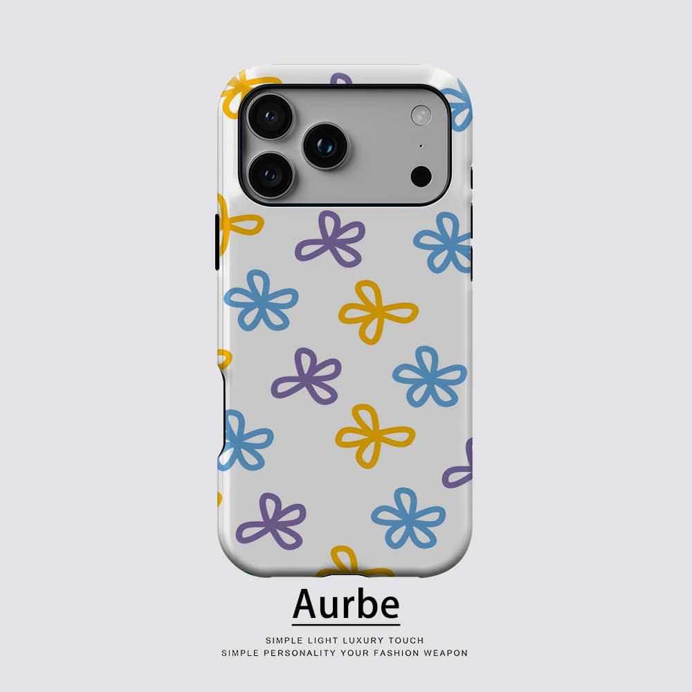 Colorful Line Flowers For Magnetic Phone Case For IPhone 17 16 15 14 13 Pro Max Plus Single Double-Layer Tough Case