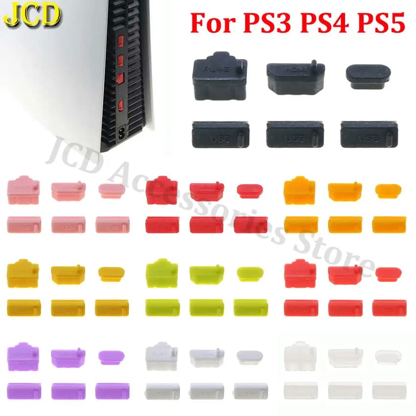 JCD 5Set Protezione antipolvere in silicone Copertura antipolvere Spina antipolvere per PS5 PS3 PS4 Slim Pro Accessori per console di gioco