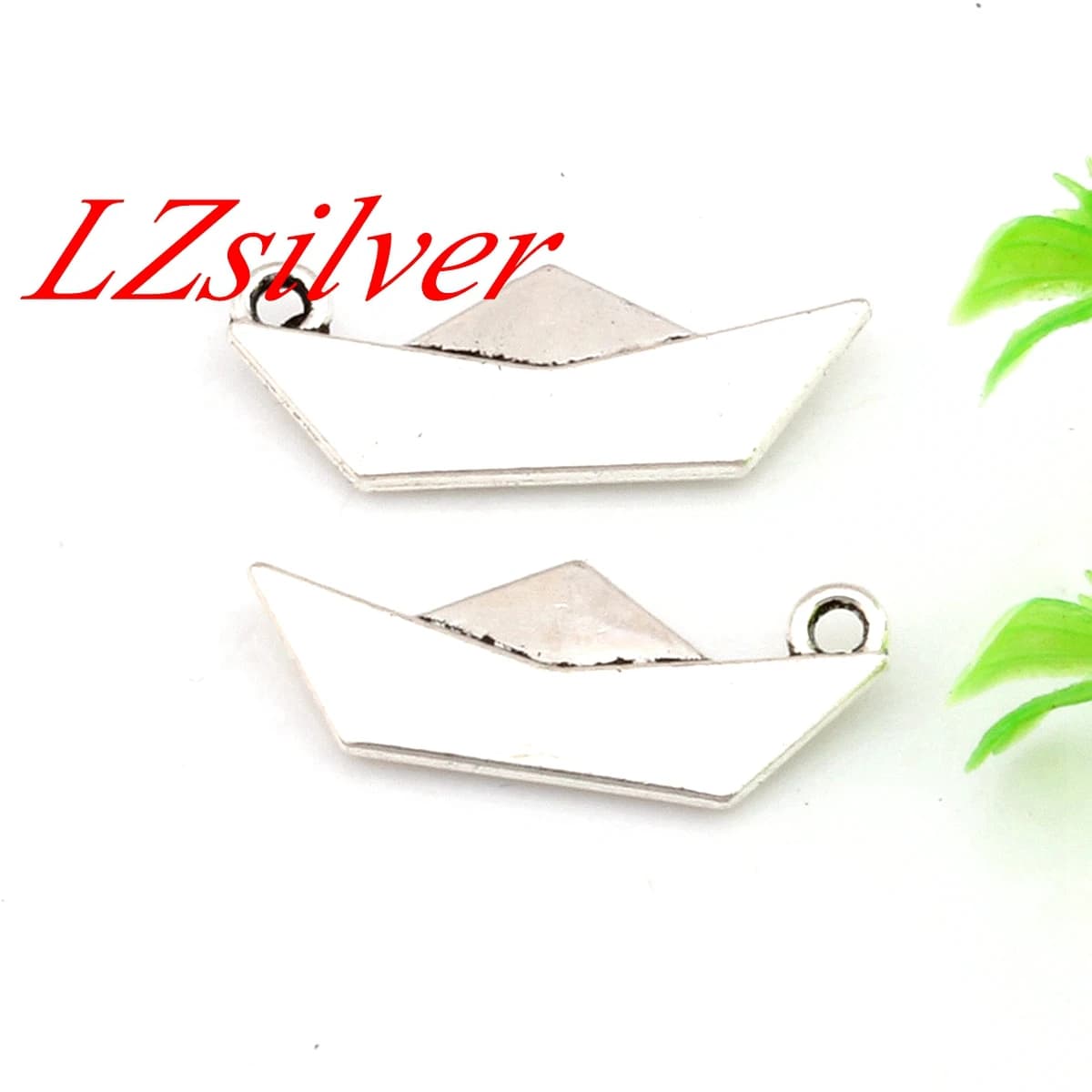 10Pcs Alloy Origami Paper Boat Folding Art Charm Pendants For Jewelry Making Findings 10x25mm A-452