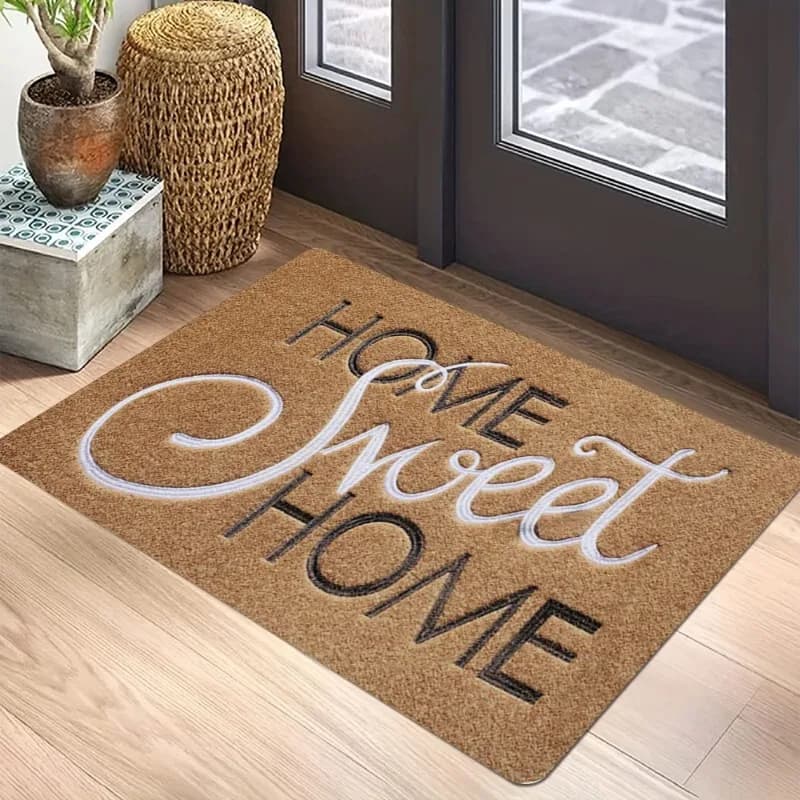HOME SWEET HOME Tappetino dolce scritto a mano Tappetino antiscivolo con accento a cuore Soggiorno Camera da letto Decorazione domestica per interni Tappetino durevole