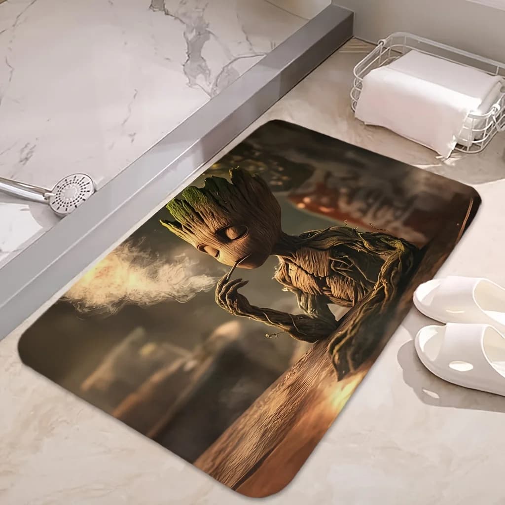 1pc Groot Entry Doorway Floor Rug | Absorbent & Quick-drying, Non-slip & Super Soft, Polyester, Rectangle, Machine Washable, I