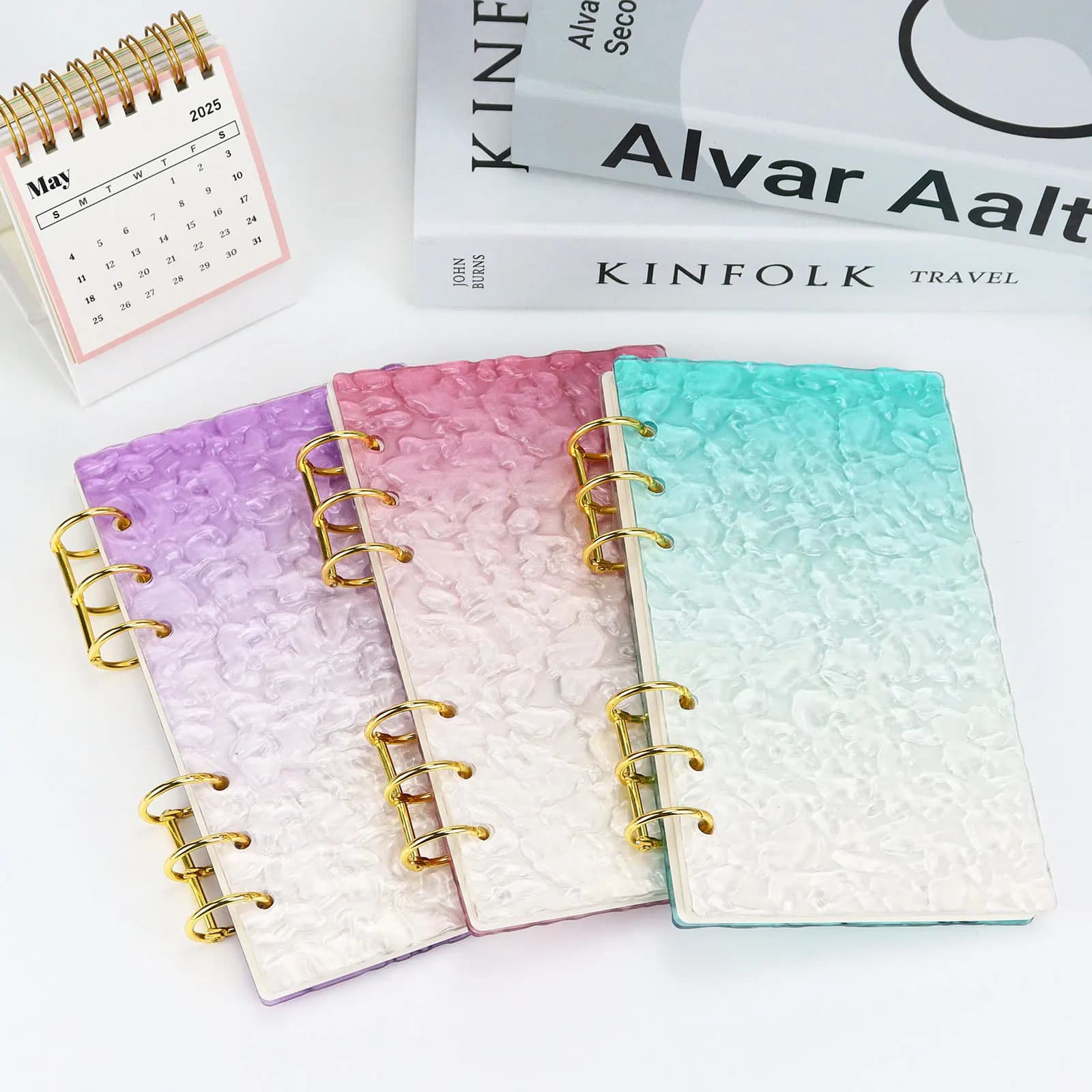 A6 trasparente acrilico ondulazione dell'acqua raccoglitore a fogli mobili copertina conto fai da te libro ufficiale pianificatore forniture di cancelleria per ufficio