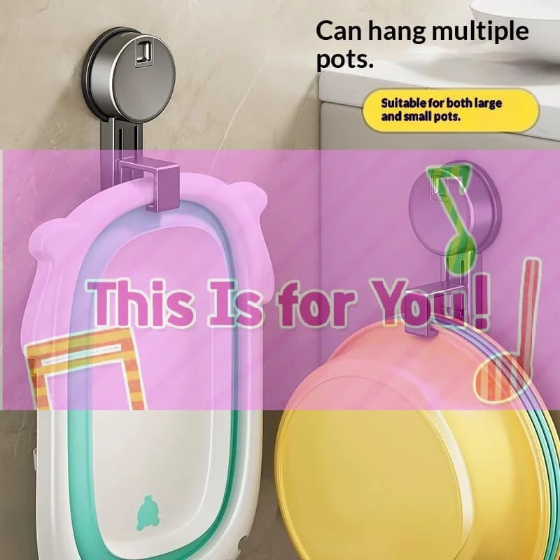 【HMA】Suction Cup Hook Wall Mounted Washbasin Storage Rack Multifunctional Hooks For Hanging Clothes Towel Basin Home Organizer