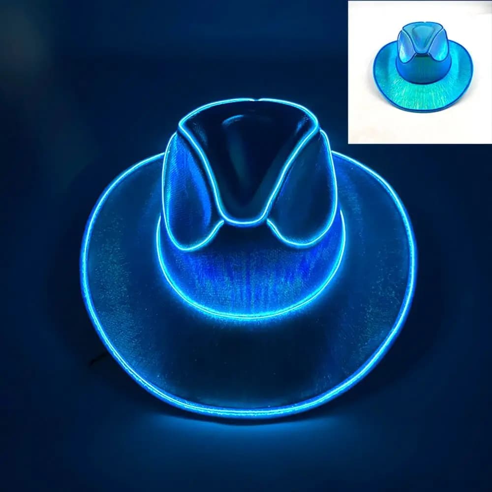 Cappelli di Halloween Perlescenti Neon, Cappelli per Feste Cosplay, Cappello da Cowboy Luminoso a LED Colorato, Cappello da Cowboy Occidentale alla Moda per Nightclub