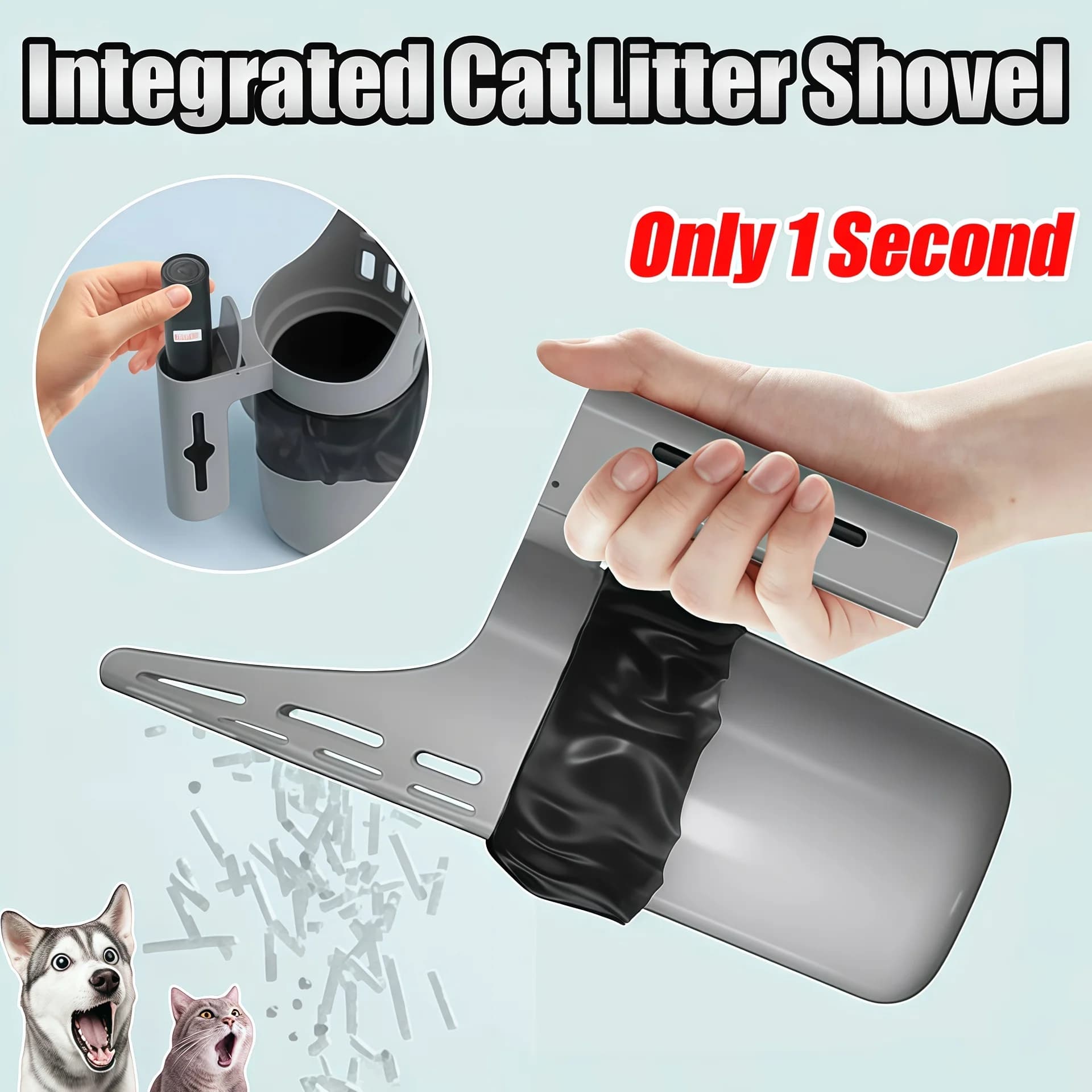 2-in-1 Cat Litter Scoop with Storage Detachable Litter Sifter Shovel Dispenser Portable Cat Litter Scoop For Quick Waste Removal