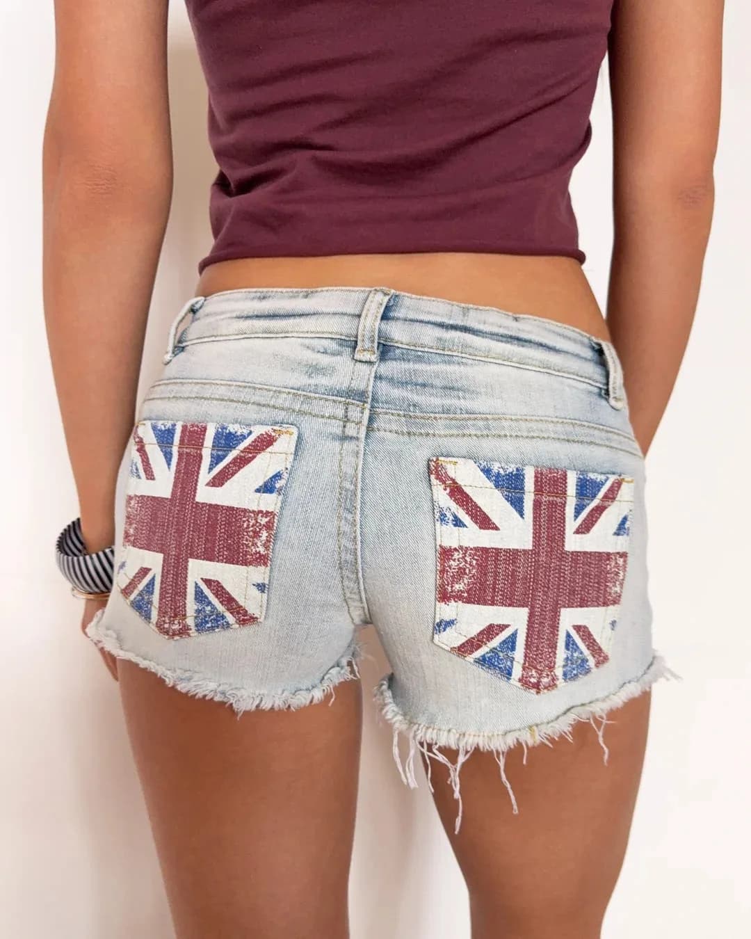 Y2K Fashion Russian Spicy Girl Summer Shorts Set vintage Printing Slim Fit strapless Shirt Ripped washed punk style denim shorts