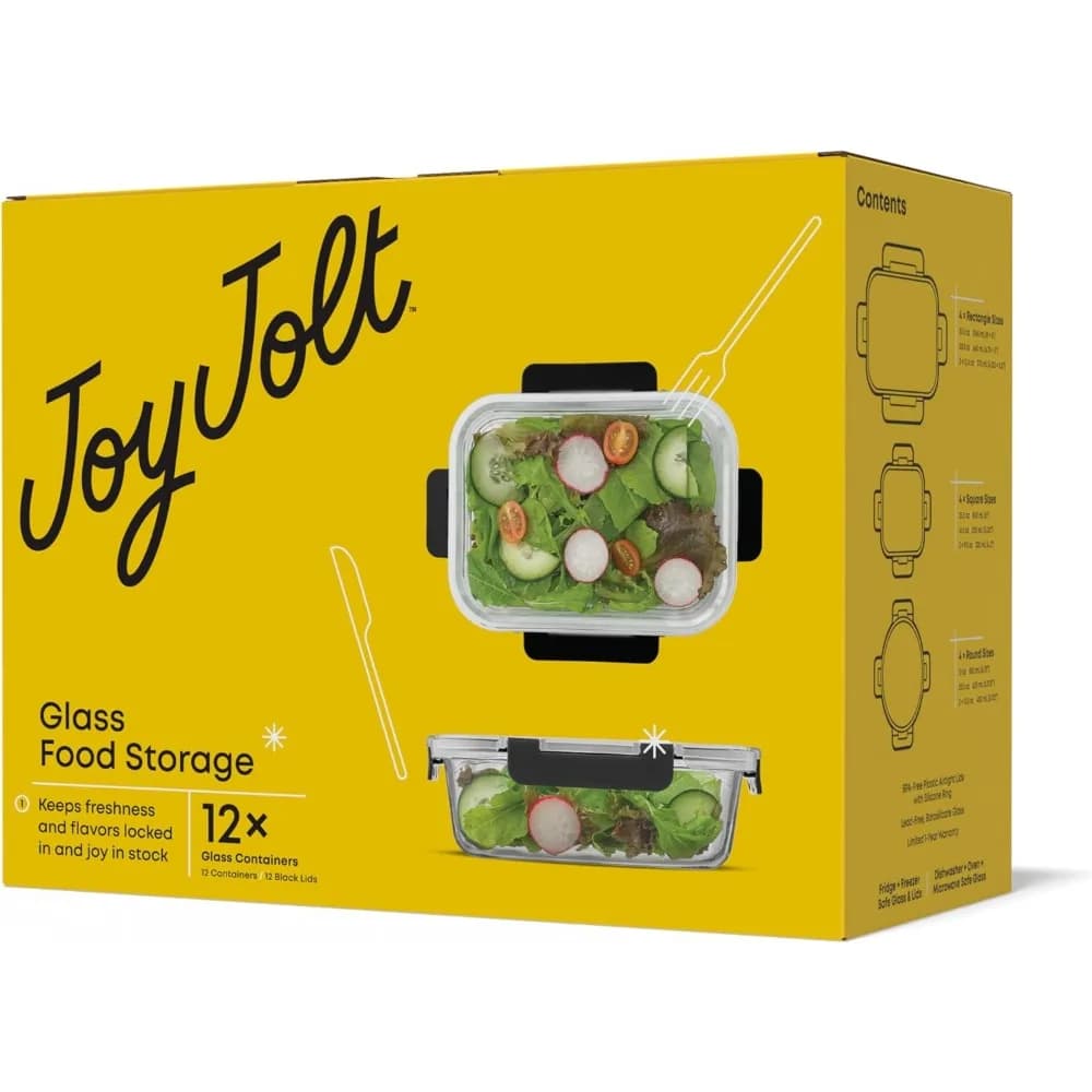 Set per la conservazione degli alimenti in vetro borosilicato da 24 pezzi | Contenitori ermetici per congelatore sicuri | Organizzatori da cucina per la preparazione dei pasti