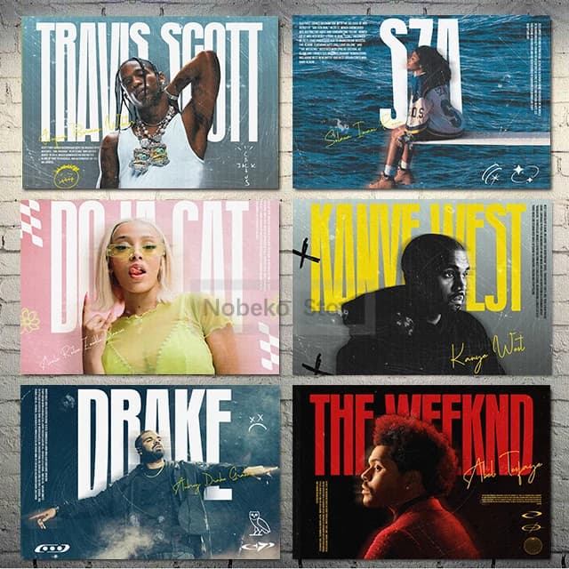 Popolare Rock Hip Hop Pop Singer Drake Sza The Weeknd Portrait Poster stampe su tela pittura Wall Art immagini Home Room Decor