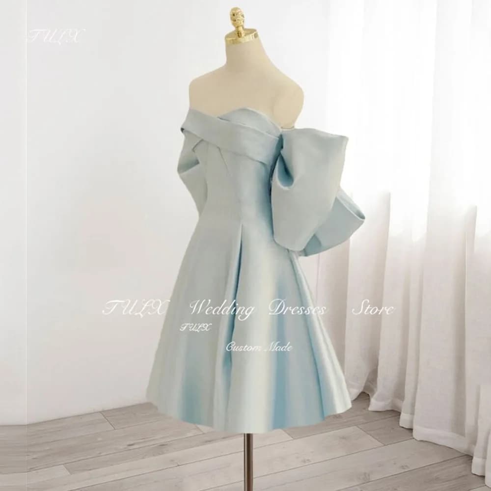 TULX Abiti da ballo corti blu per feste Abito da cocktail con fiocco sul retro con scollo a cuore Mini abiti da sera di compleanno Sopra il ginocchio Personalizzato 2025