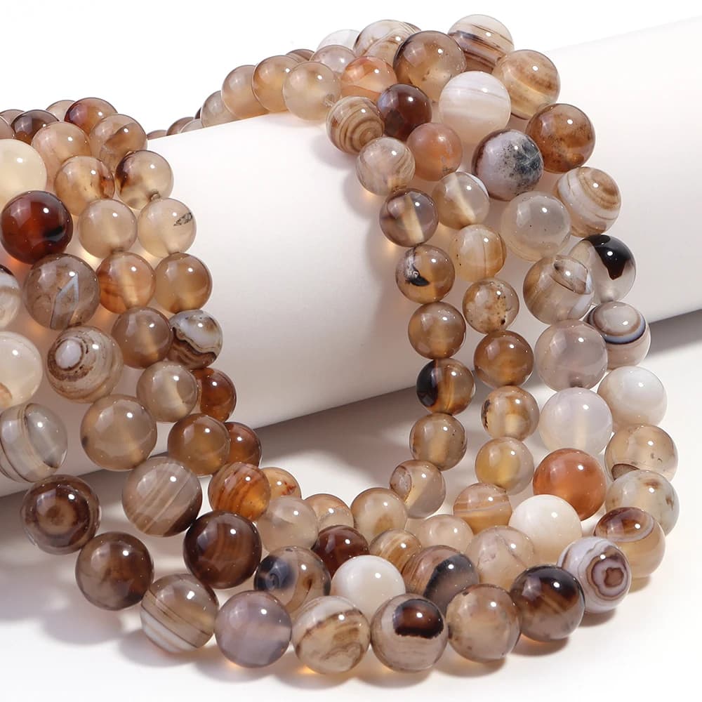 1 Filo 4/6/8/10/12 mm Perline di agata a righe marrone chiaro Perline di pietra naturale per la realizzazione di gioielli Bracciale fai da te forniture collana