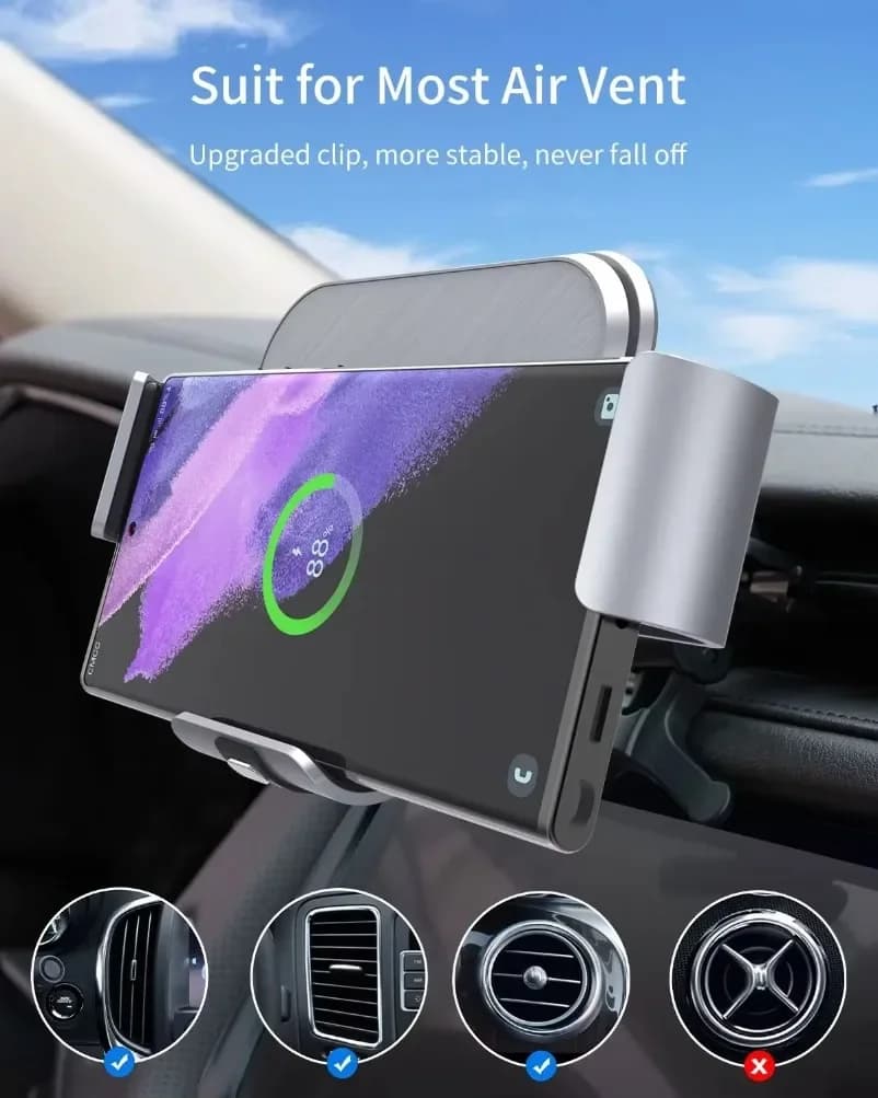 Supporto per telefono caricabatterie wireless per auto per Samsung W22 Galaxy Z Fold 4 3 2 iPhone 16-12 X Caricabatterie per auto Ricarica rapida