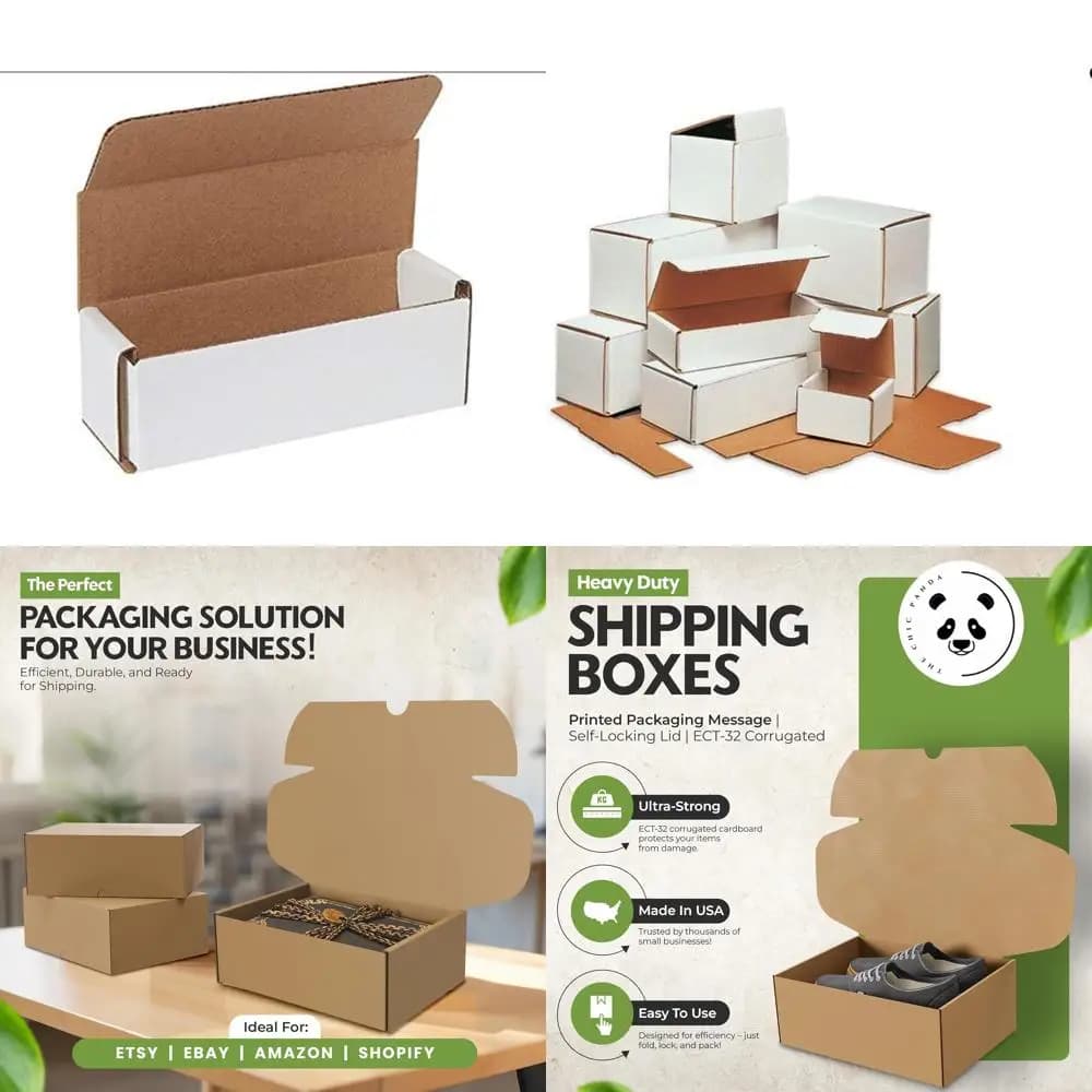 White corrugated cardboard foldable mail envelopes - Shipping boxes 6x2x2 for packaging, postal shipments, movements, storage and secure organization