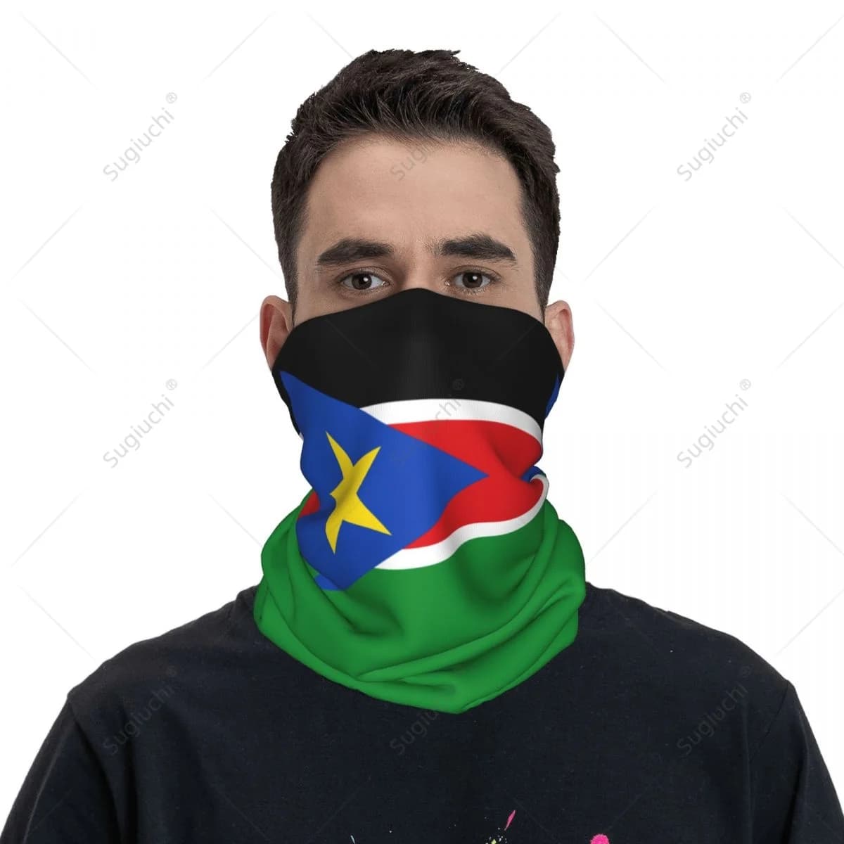 Fazzoletto da collo unisex con bandiera del Sud Sudan, sciarpa, collo, maschera, sciarpe, scaldacollo, bandana senza cuciture, copricapo, ciclismo, escursionismo