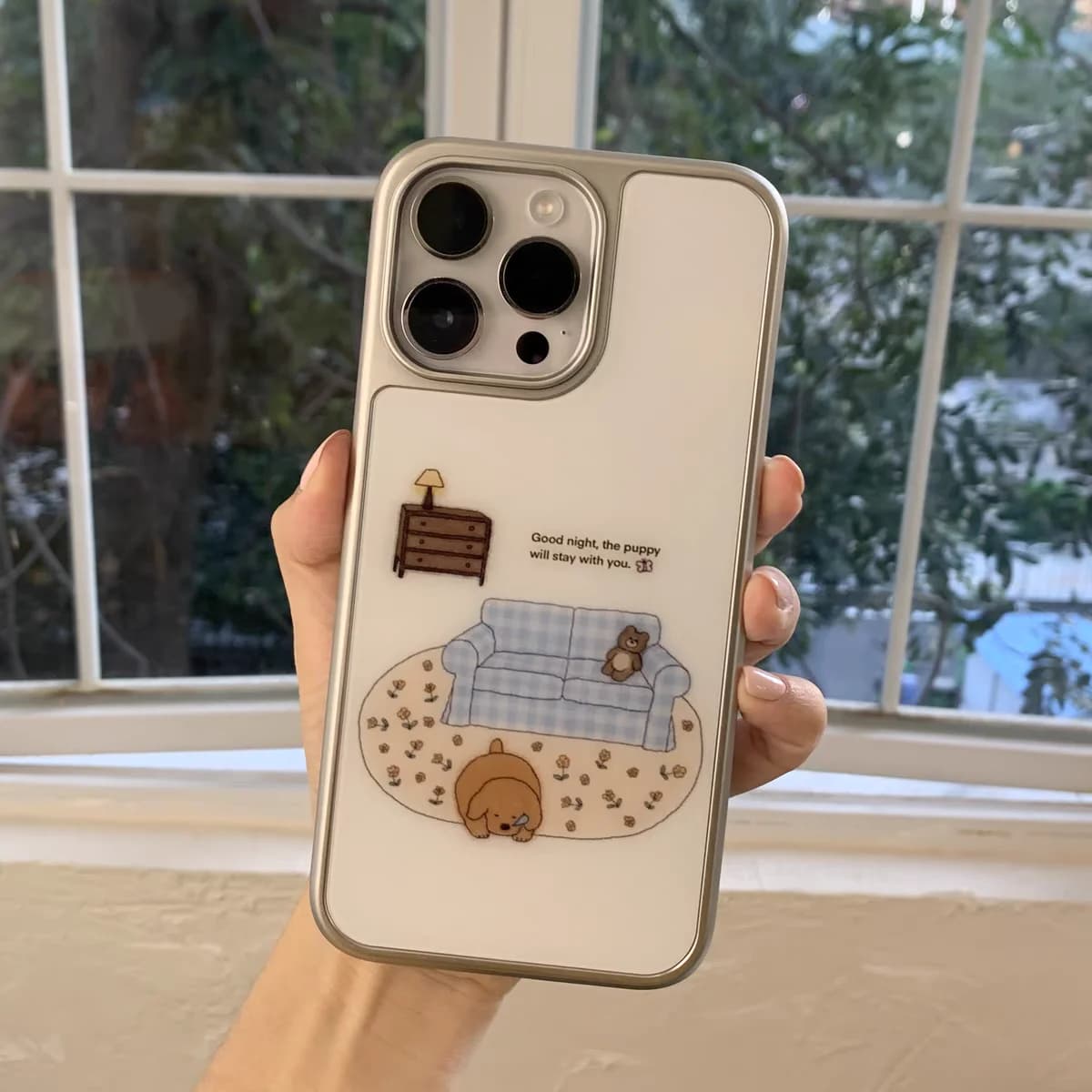 Warm Sofa Bear Dog Puppy Korea Phone Case For iPhone 17 Air 16 15 14 13 12 11 Pro Max Plus Y2K Anti Fall Cover Ins Advanced