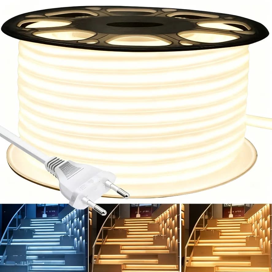 Luci di striscia LED COB con obiettivo Nastro AC220V da 10 mm con spina europea Lampada a tubo in silicone flessibile IP65 impermeabile per illuminazione da giardino esterna domestica