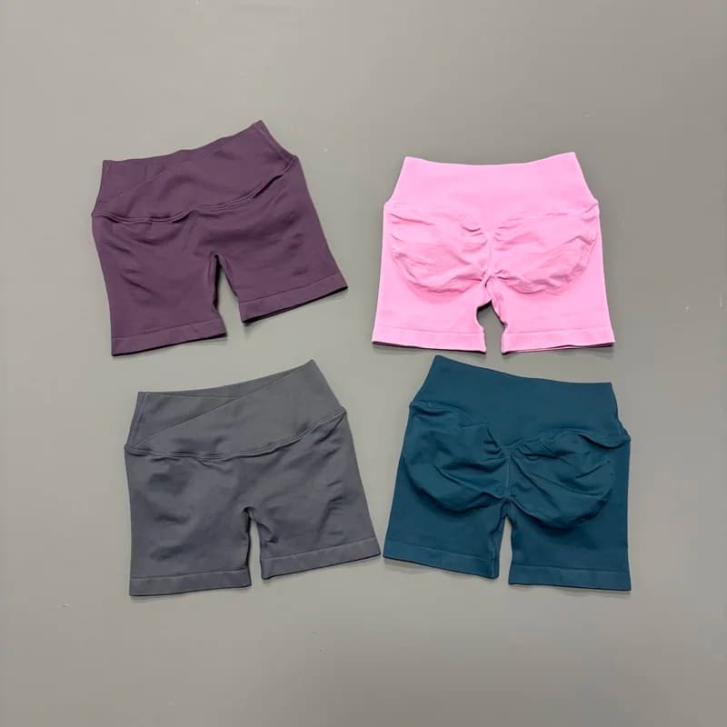 Pantaloncini Sportivi da Donna Vision 4.5" Senza Cuciture con Vita Incrociata a V, Leggings Anti-Squat per Pilates, Ciclismo, Fitness, Yoga e Corsa