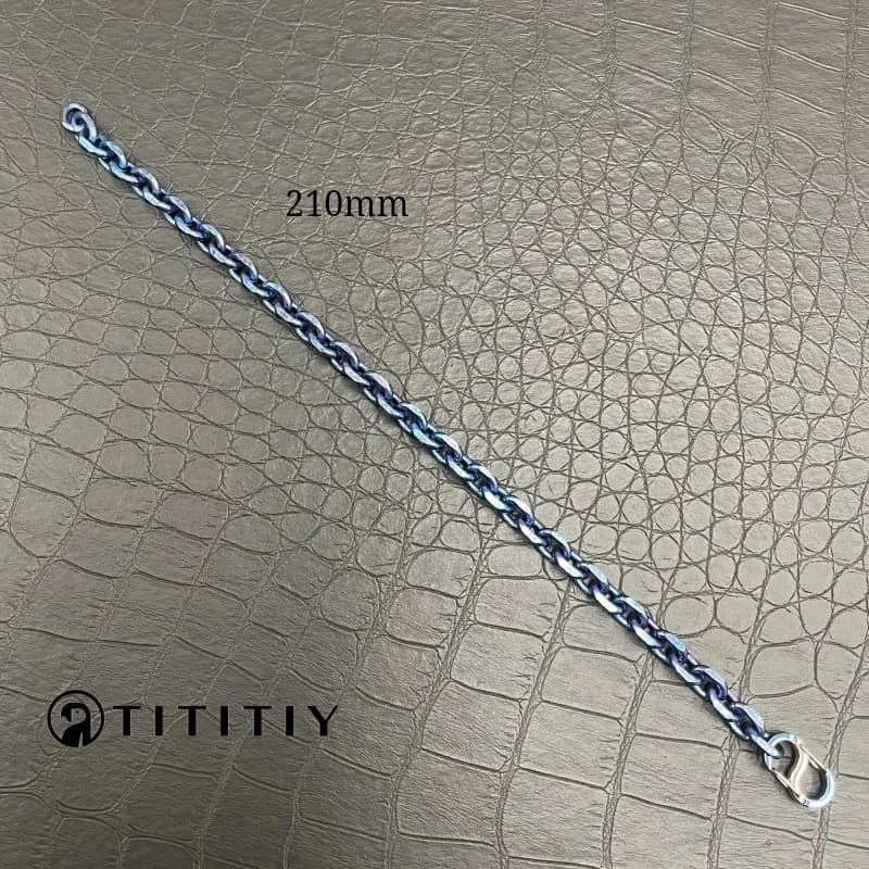 Pure Titanium Ice Crystal Blue Wide 7mm Titanium Bracelet Ultra - Light Anti - Allergy Trendy Fashion Men Wumen Bracelet 210mm