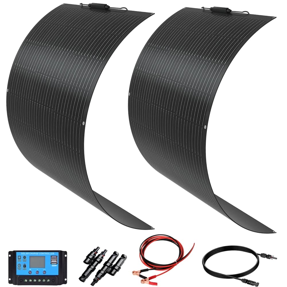 Pannello solare flessibile da 200W 12V 2x100W Cella monocristallina 24V Solar Panel kit flessibile per rv marino Rimorchio Barca Cabina Van Carica batteria per auto