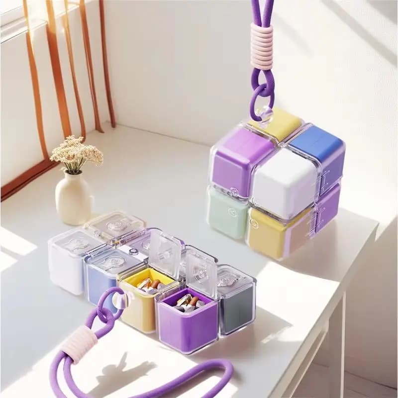 2028/ Grid Pill Cases Multi Functional Folding Pill Cases Moisture Proof Portable Medicine Storage Box Cube Pill Box