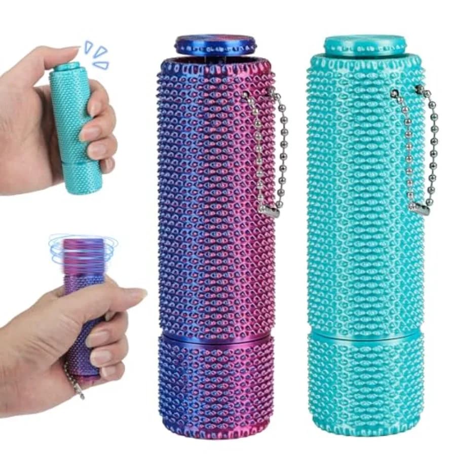 New Little Ouchies Pain Fidget, 3D Printed Pain Stim Fidget for Adult, Spiky Grippy Stim Keychain with [Spinner and Clicker] Fu