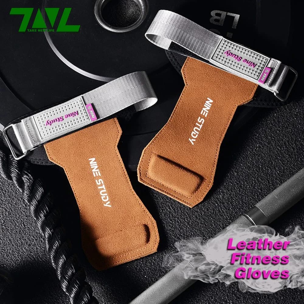 Premium cow leather gymnastic glove Weight lifting belt Anti-slip lifting handles Powerlifting palm protection