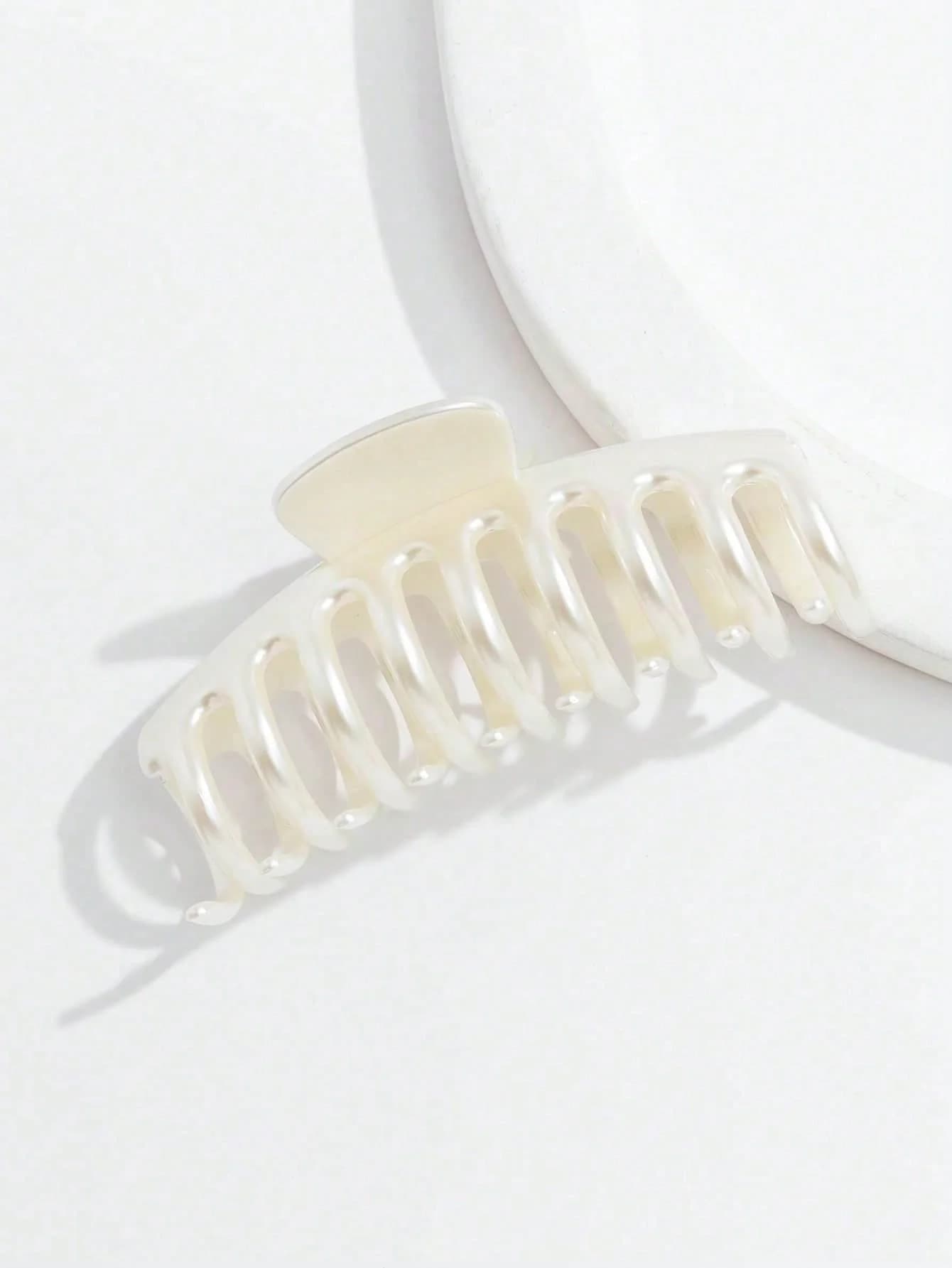 1 pezzo bianco lucido grande osso di drago afferrare clip temperamento fermaglio per capelli da donna semplice artiglio per capelli posteriore clip di squalo